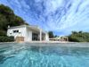 Private plunge pool with sun loungers on deck at hillside St Barts villa rental