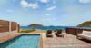 Private pool deck with loungers and sea view at a St Barts vacation rental