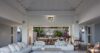 Spacious open pavilion with lounge sofas and dining area at St Barts villa rental