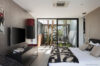 Stylish bedroom with garden view in contemporary St Barts villa rental