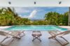 Beautiful scene featuring an infinity pool seamlessly merging with the surrounding lush nature, creating a serene and breathtaking view.