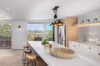 Bright modern kitchen with mountain view at Villa Plumbago, Colombier, St Barts villa rentals.