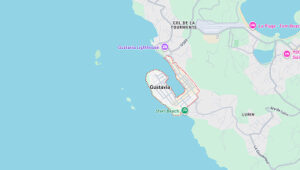 Map showing Gustavia and Shell Beach area in Saint Barthelemy (St. Barts).