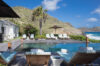 Oceanfront pool terrace with loungers at Villa Plumbago, Colombier, St Barts luxury rentals.