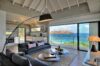 Contemporary living room with panoramic ocean view at Villa Plumbago, Colombier, St Barts villa rentals.